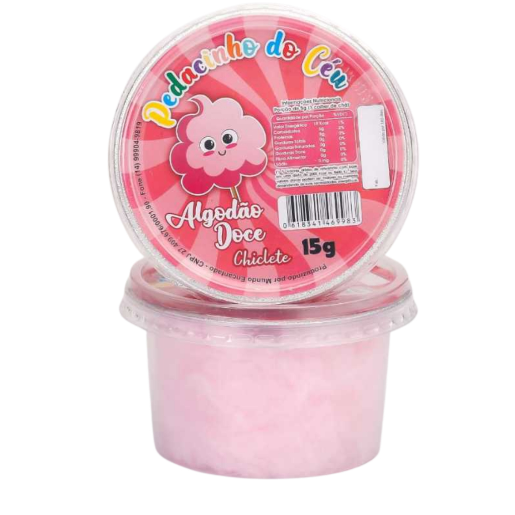 Kit 15 Potes de Algodão Doce 15g Lembrancinha para Festa