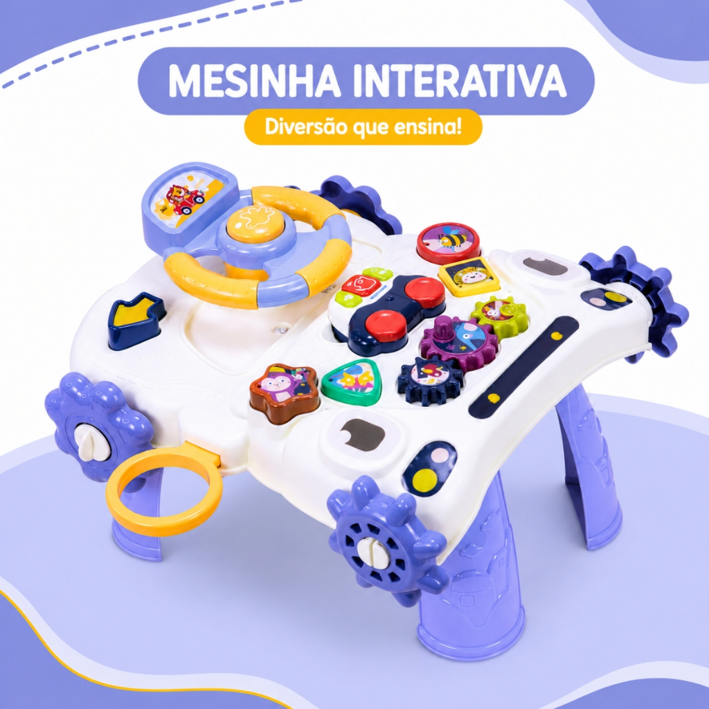 Andador Interativo para Bebê 5 em 1 com Som e Luz Azul - Castela — imagem 2 de 2