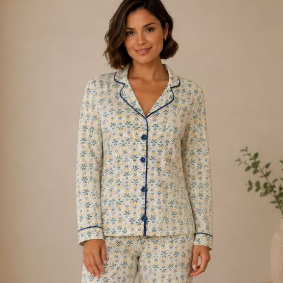 Pijama Longo Feminino Americano com Abertura Amamentação Inverno