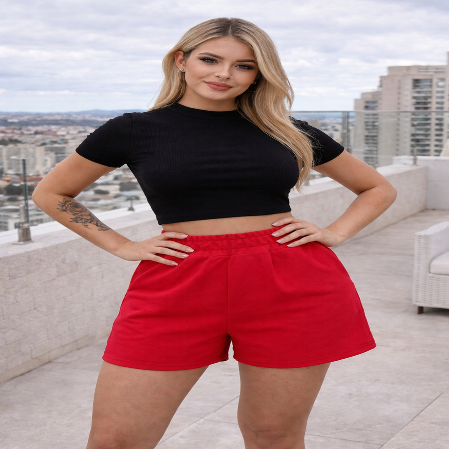 Shorts Bermudinha Feminina Soltinha em Moletinho – Confortável, Moderna e Estilosa | P ao G1