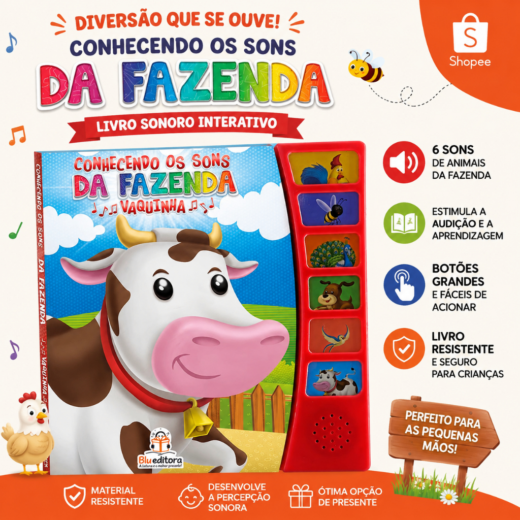 Livro Sonoro - Conhecendo os sons da fazenda: Vaquinha