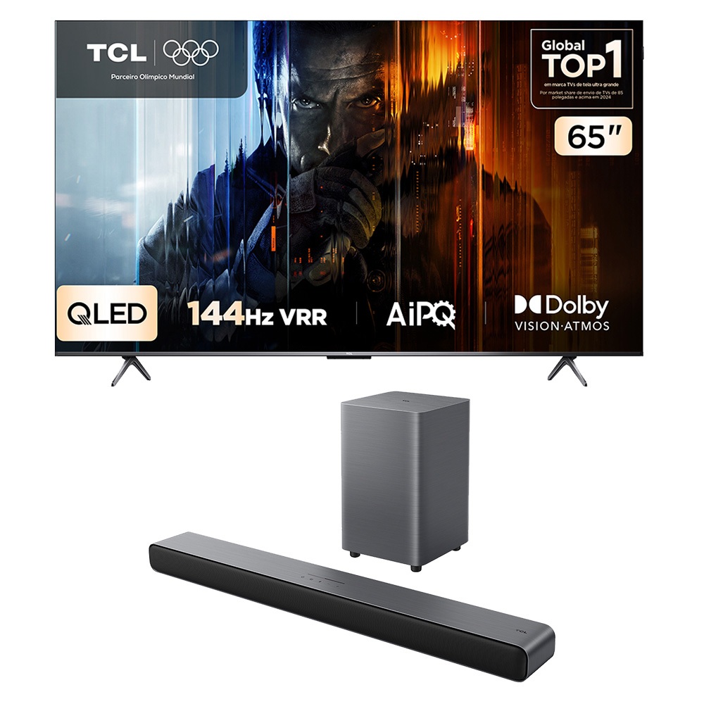 Combo Smart TV TCL 65 QLED 4K P8K WiFi Bluetooth 144Hz 65P8K e Soundbar TCL Subwoofer 2.1…