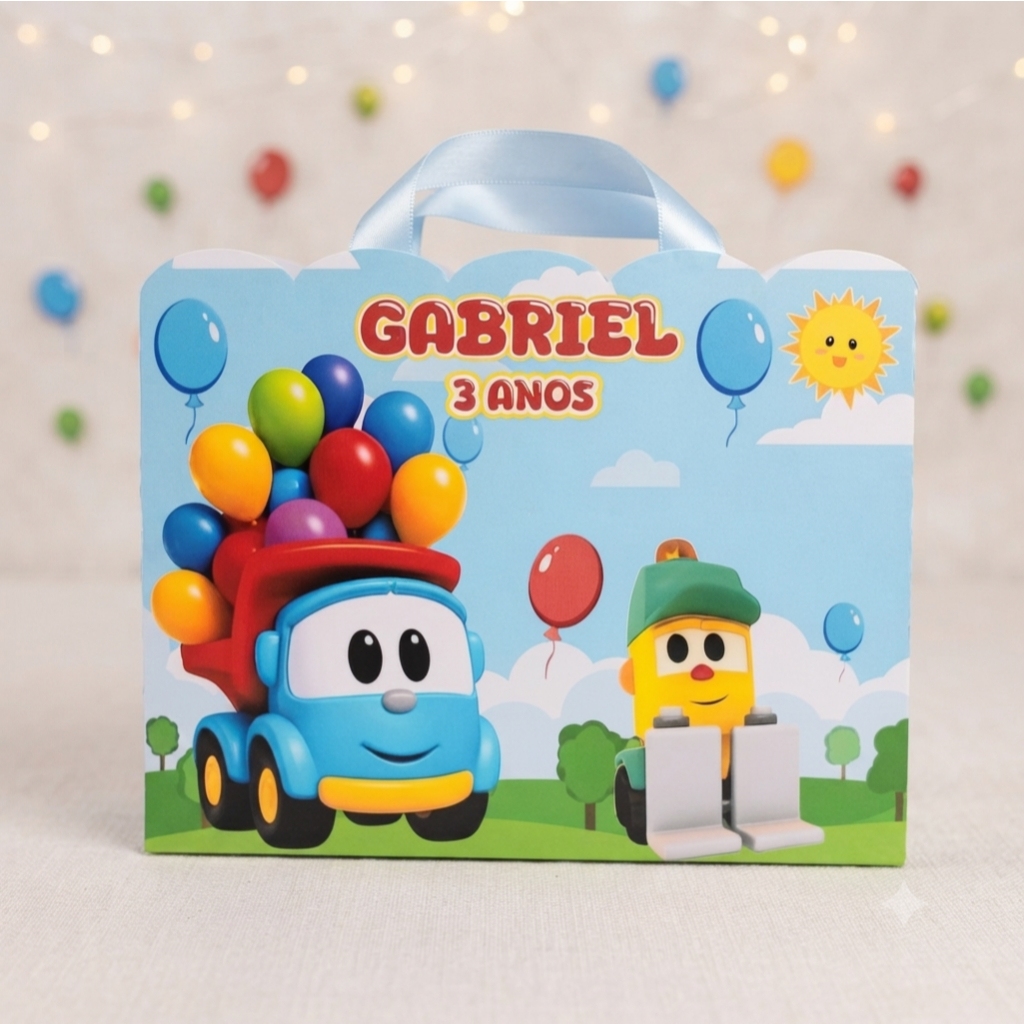 Sacolinha personalizada Léo Caminhão tam G | lembrancinha | festa | aniversario | mesversario