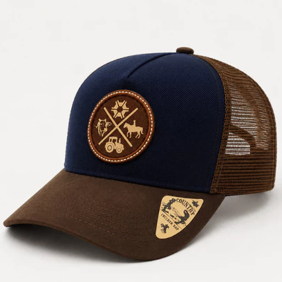 Boné Country Cowboy Trucker Aba Curva Agro Não Para Ajustável Redinha Masculino Premium Feminino