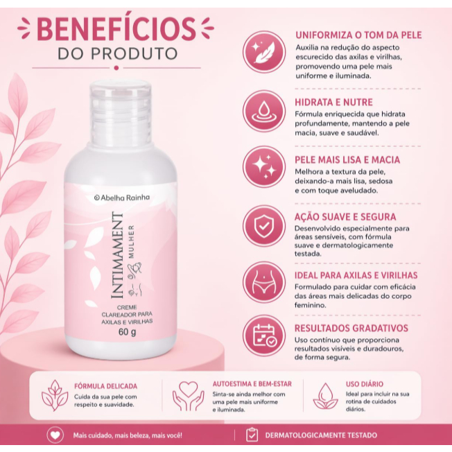 Creme Clareador Axilas E Virilhas Intimament Mulher - Abelha Rainha 60g