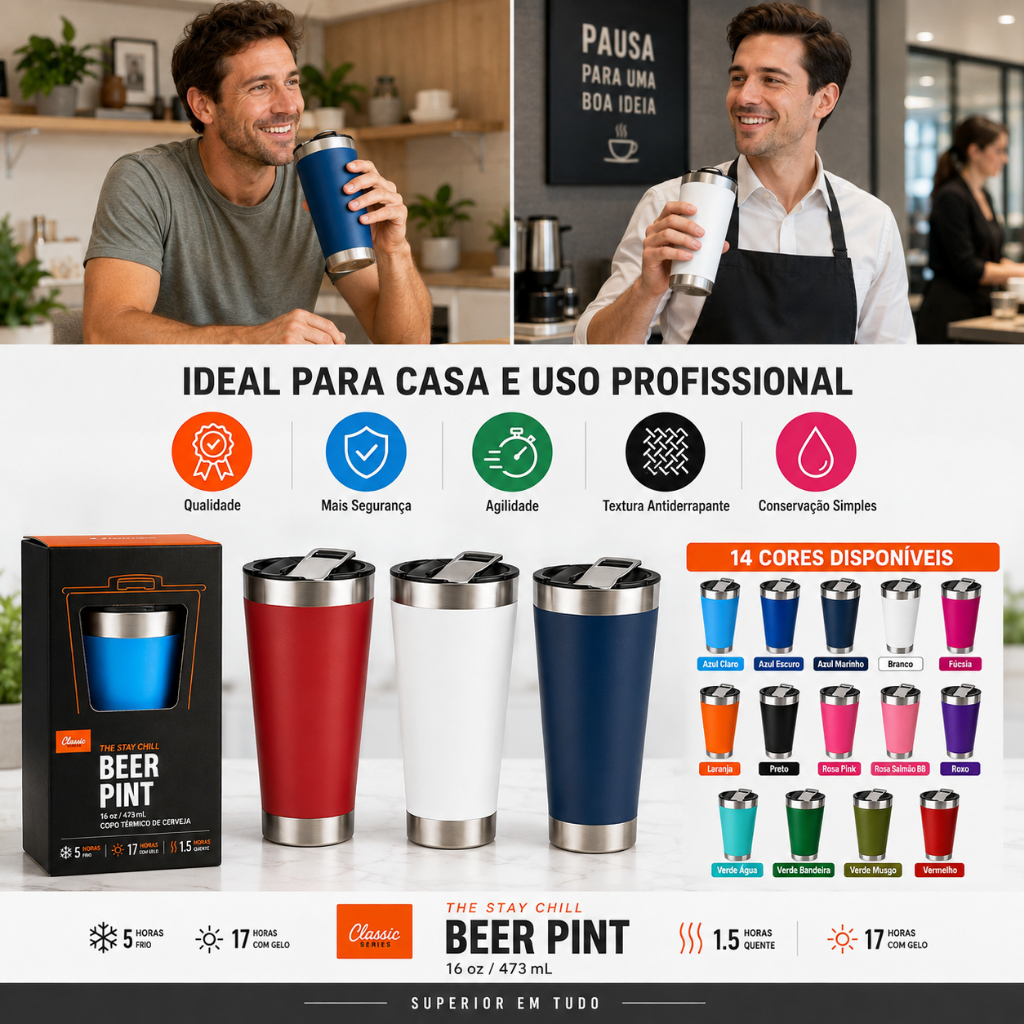 Kit Copos Térmicos 473ml 30 Unidades Atacado 14 Cores Disponíveis