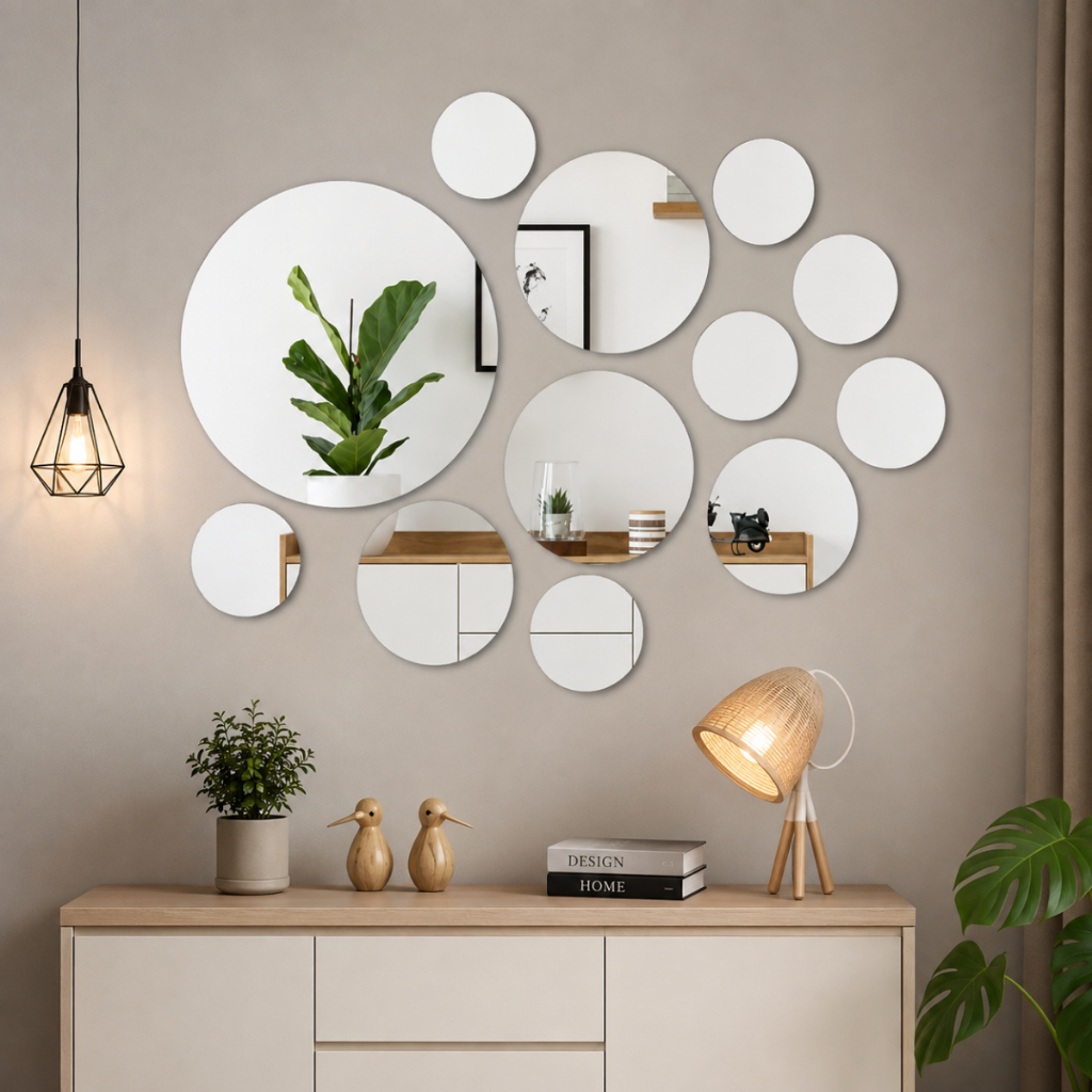 Espelho Redondo Kit 12 Peças Decorativo Imagem Nítida para Sala Decoração Casa