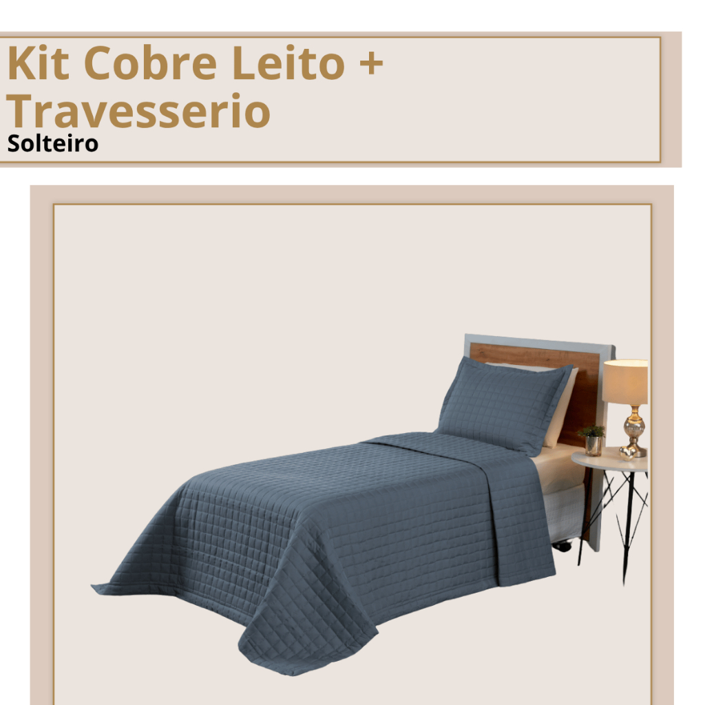 Kit Cobre-Leito Colcha para Cama Solteiro Copacabana 2,60 x 1,90 m Micropercal 300 Fios Matelado
