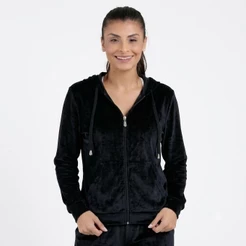 Jaqueta Feminina Básica Em Plush Com Capuz E Bolso Frontal Tamanhos P, M, G e GG
