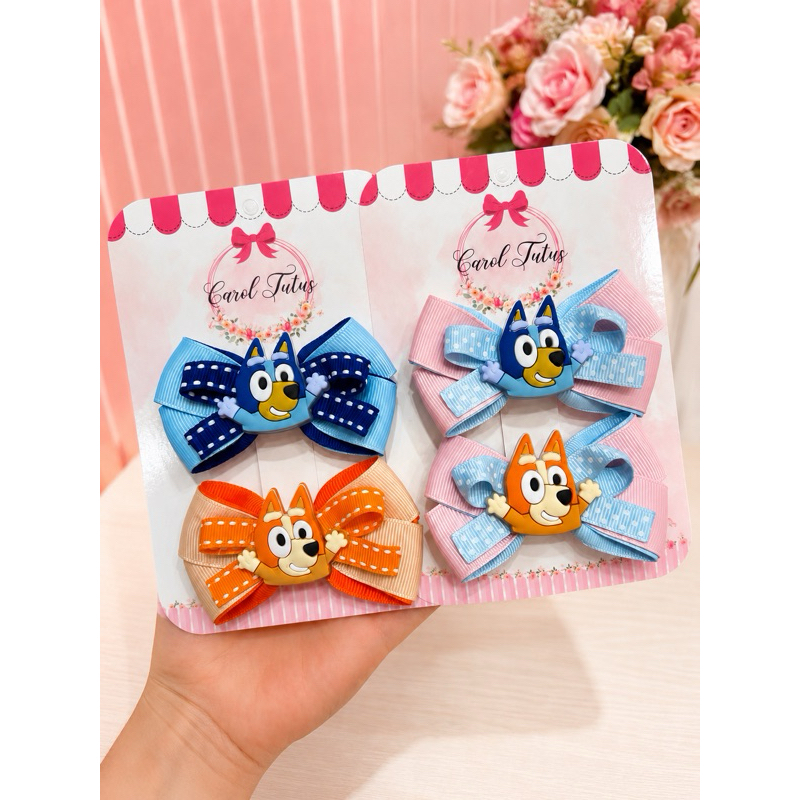 Par de laços Blue e Bingo | Laço Blue e Bingo | acessório de cabelo | lacinho de meninas | enfeite de cabelo infantil