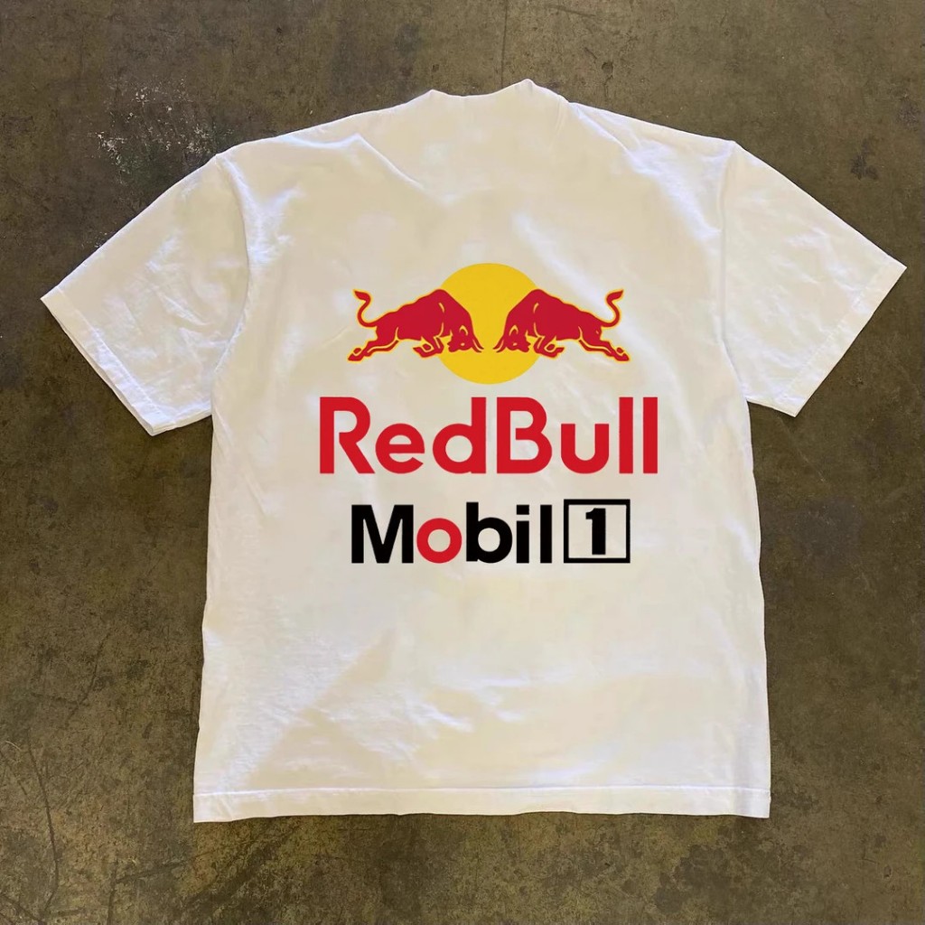 Camiseta 100% Algodão Oversize Estampa Frente e Verso Red Bull Racing F1, Camiseta Unissex Manga Curta