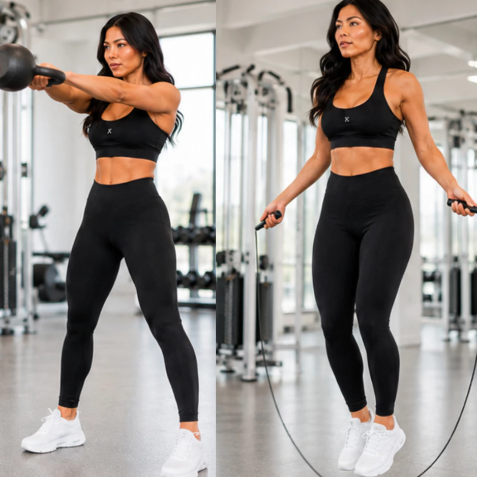 Conjunto Fitness Academia Top e Calça legging preto Feminino Zero Transparência — imagem 1
