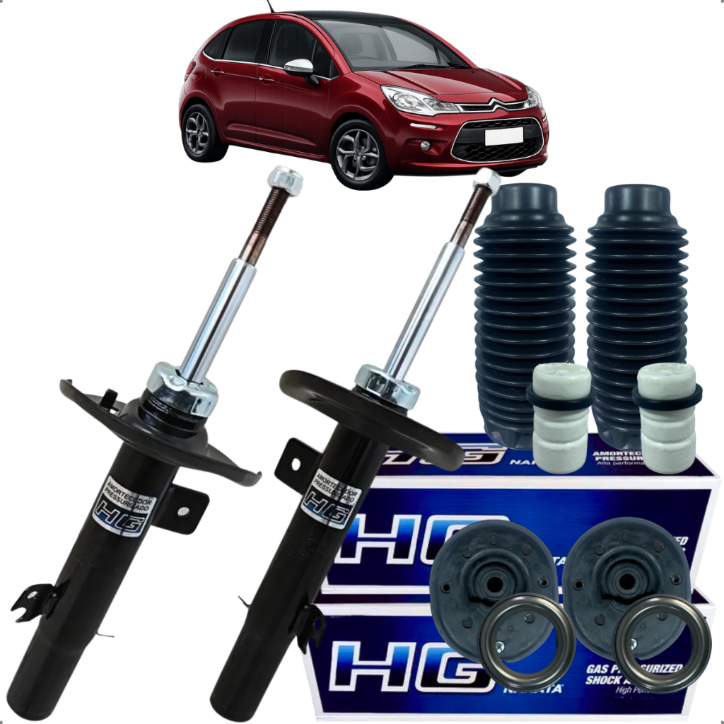 Kit Amortecedor Dianteiro Coxim Batente Coifa Citroën C3 2012 Á 2022