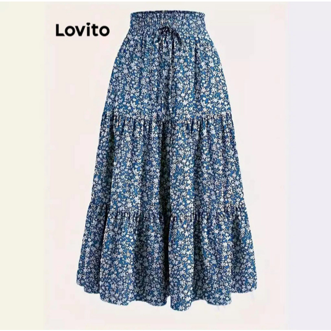 Lovito Saia Midi Floral Feminina SKNS70BX316