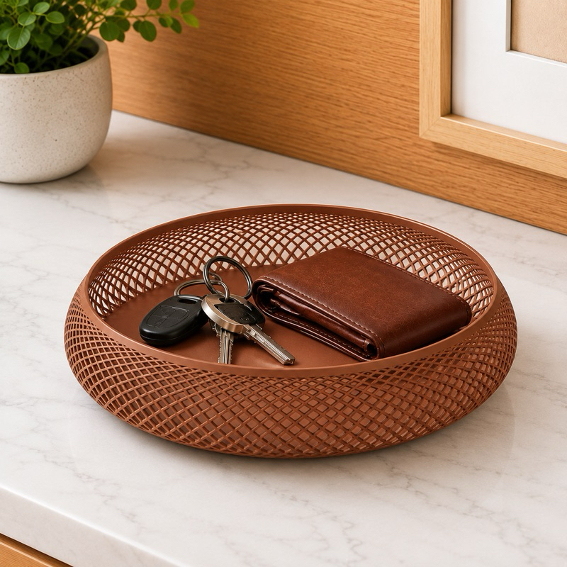 Cesto Porta Objetos Organizador de Mesa  filté Decorativo e Porta Treco Moderno