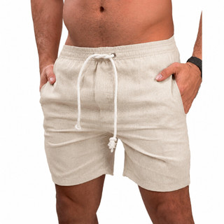 Short Linho Masculino Bermuda Casual Mauricinho Premium Leve Slim Praia