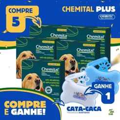 Kit 5 Chemital Plus Chemitec Vermífugo para Cães - 4 Comprimidos