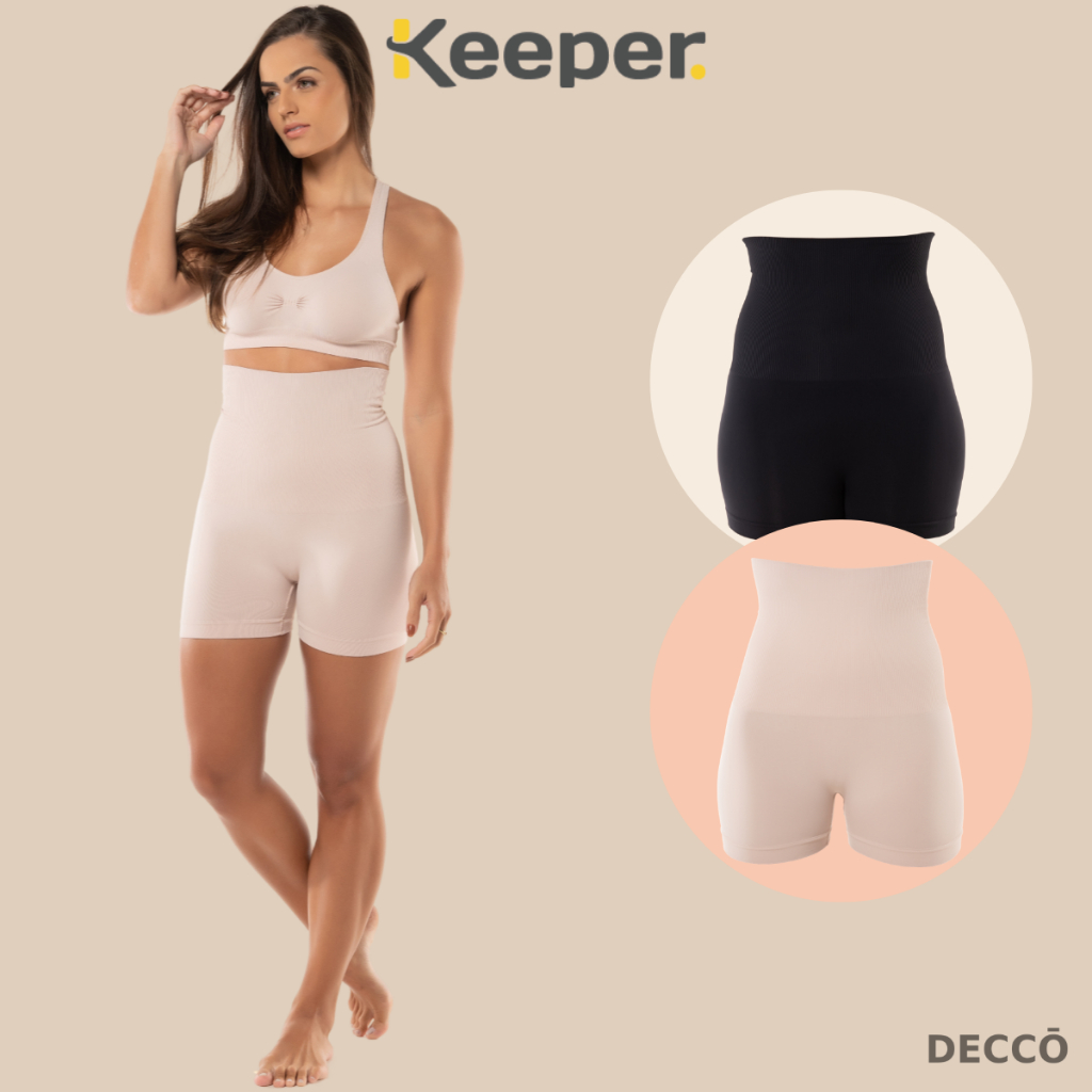 Cinta Modeladora Feminina Sem Costura Cintura Alta com Silicone de Média Compres