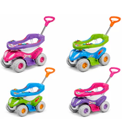 Carrinho de Passeio Quadriciclo Infantil Calesita Super comfort Flower C/ Empurrador 2 em 1