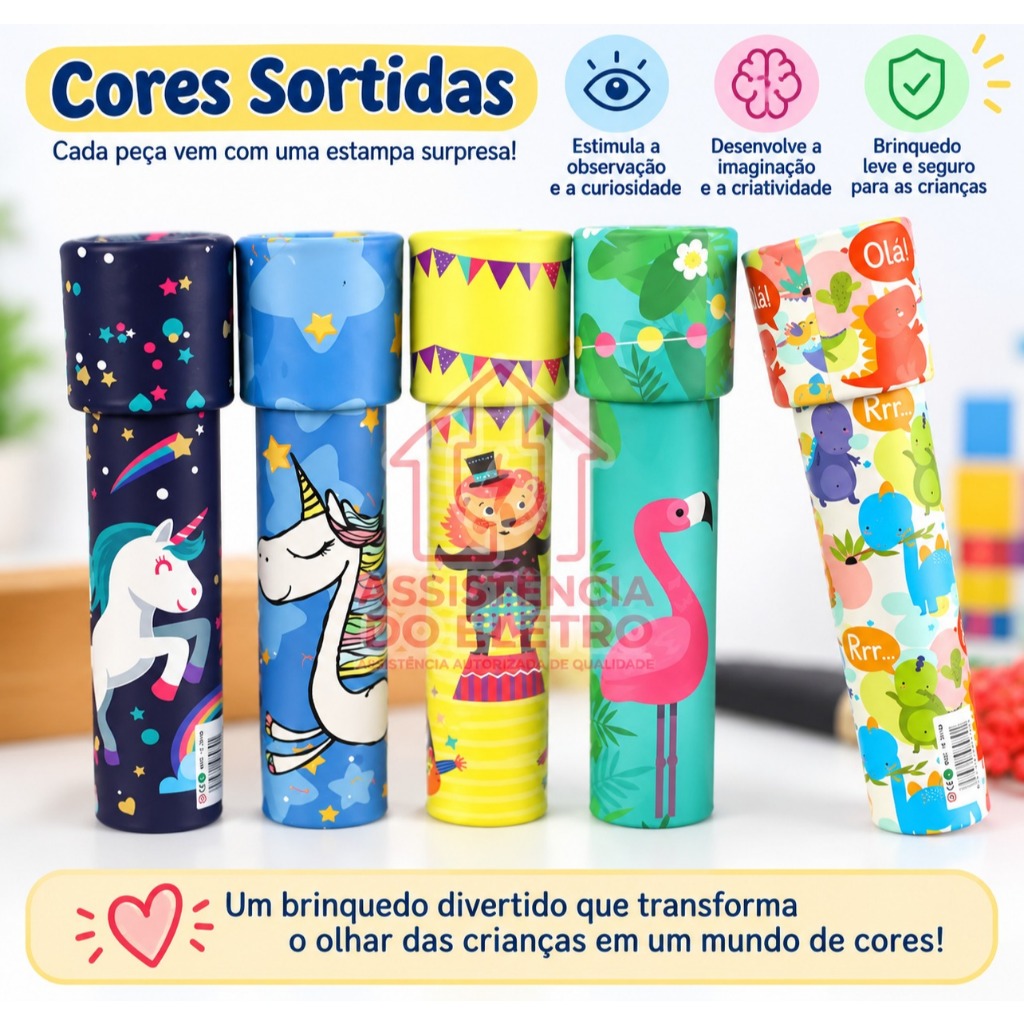 Caleidoscópio Infantil 15cm Educativo Sensorial Brinquedo Pedagógico