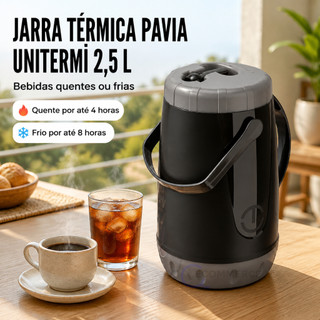 Jarra Garrafa ❄️Térmica🔥 Unitermi Pávia 2,5L  Chá Café☕ Suco🥤 Água 💧Tererê Bebidas Fr…