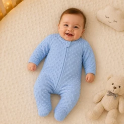 Macacão Bebê Pipoquinha Sem Capuz Bolha Peludinho Soft Com Zíper De Inverno Quente