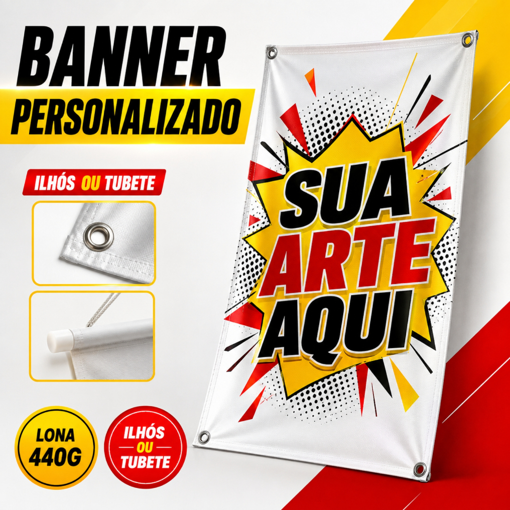 Banner Personalizado em Lona com Sua Arte Foto Logo Várias Medidas