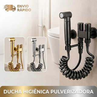 Ducha Chuveirinho Higiênica Banheiro Luxo Moderno  Duas Saídas 1/2mm Dupla Completa Registro Conjunto Pulverizador