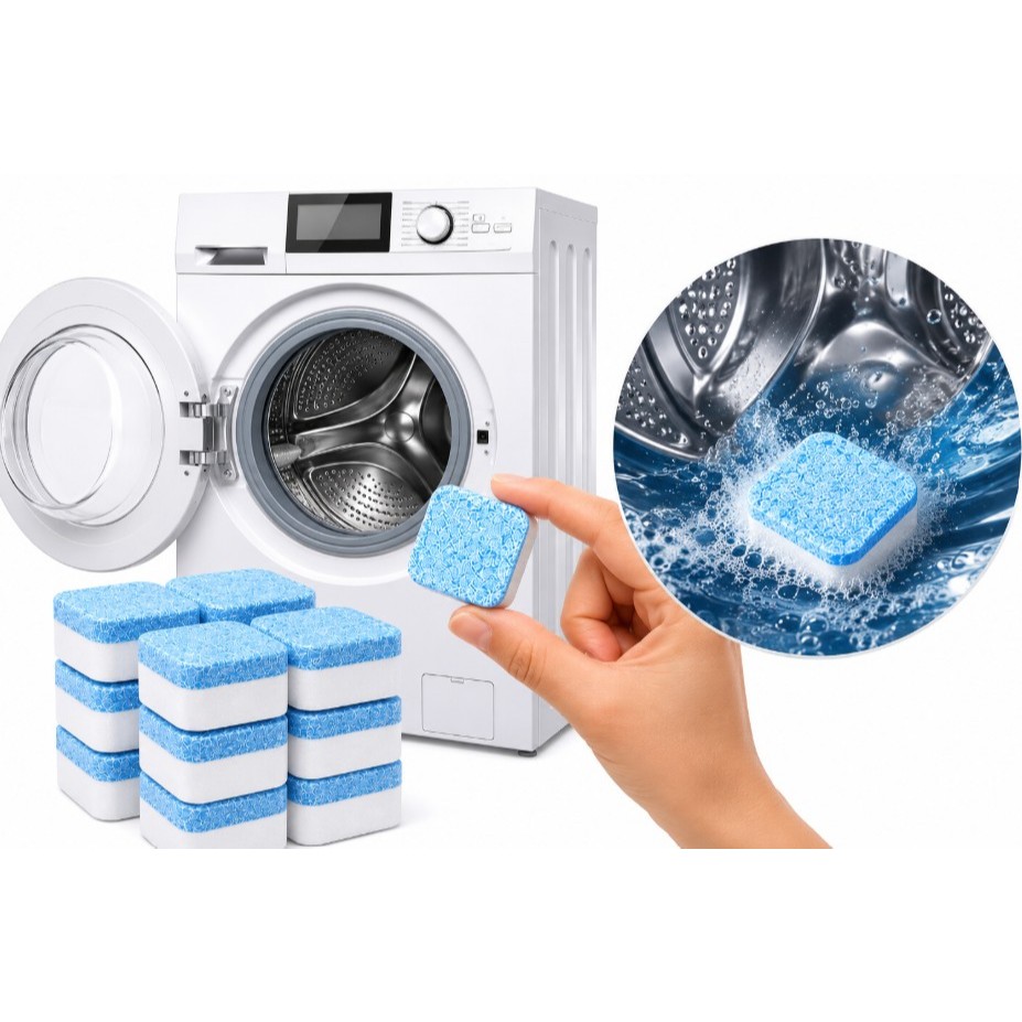 Kit 24 Pastilhas para Limpeza de Máquinas de Lavar Roupas Efervescentes Multifuncional Máquinas de Lavar