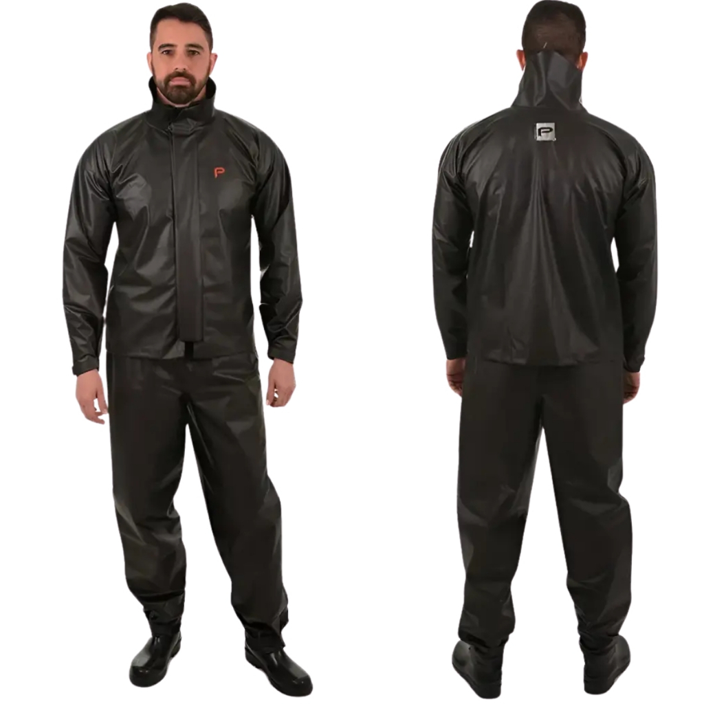 Capa De Chuva KIT CONJUNTO ROUPA Motoqueiro PVC Pioneira COMBATE Impermeável Pvc Gola Alta