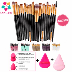 ANA1108 Kit 20 Pinceis Profissional 2 Esponjas + 2esponjade Pó diamante
