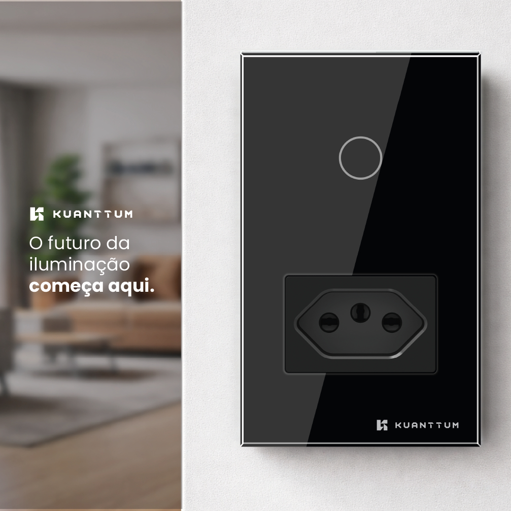 Interruptor Touch Inteligente Com Tomada Wi-Fi Kuanttum TK1011P