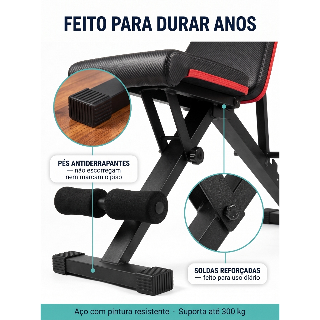 Banco Inclinavel Academia Medpoint Supino Acolchoado Multiplos Niveis de Inclinação Treino Gym