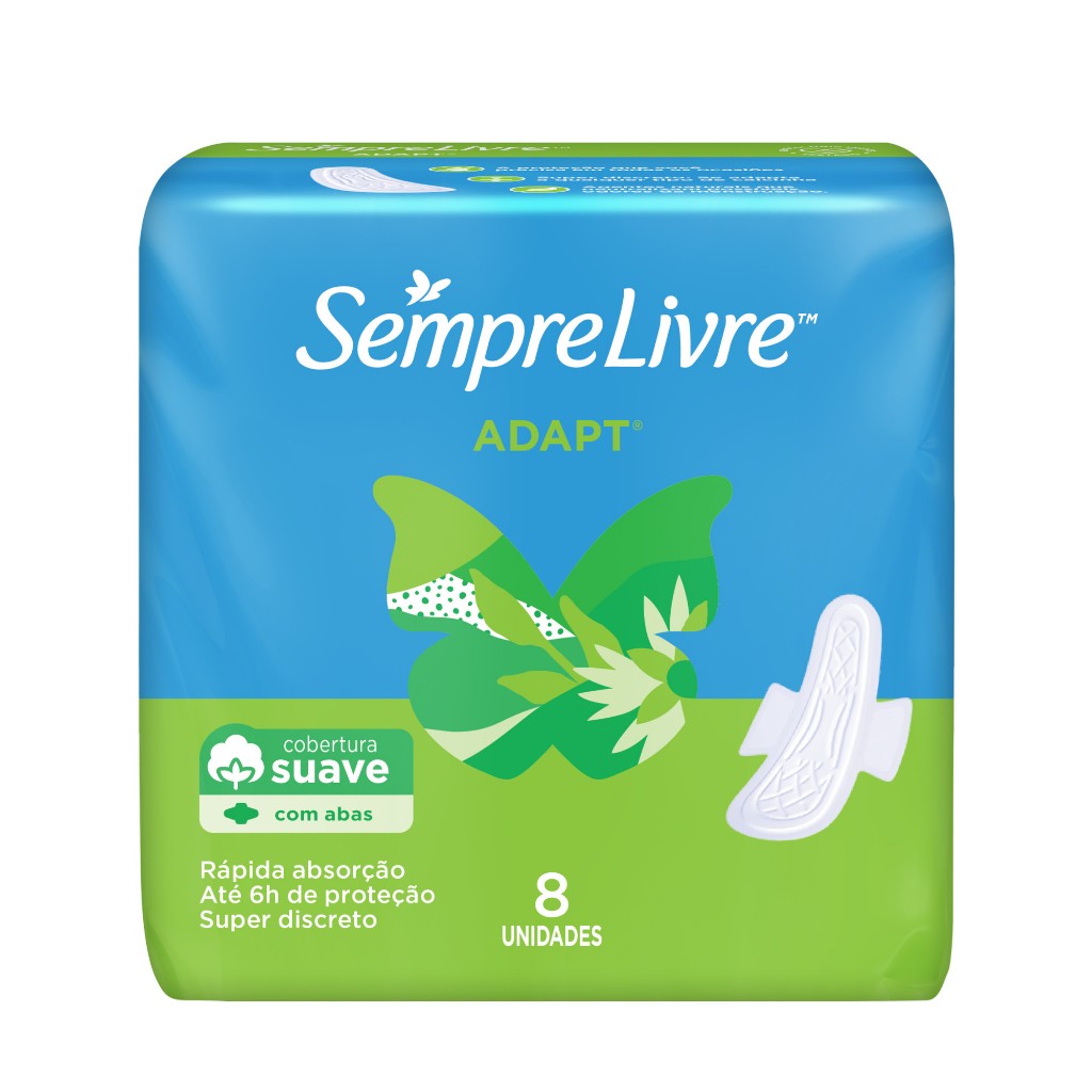 Absorvente Externo SEMPRE LIVRE® ADAPT® com Abas Suave 8 unidades