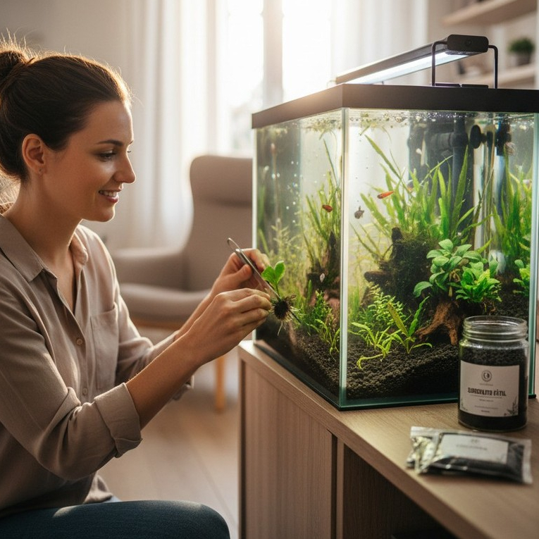 Substrato Fértil Para Aquário Plantado Vasos e Plantas de Apartamento Concentrado