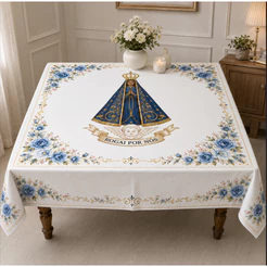 Toalha De Mesa 4 Lugares Tecido Decoração Nossa Sra. Aparecida Padroeira