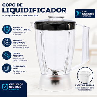Copo Mondial Easy Power L 550 W Preto Mondial Special Line 550 W Cristal Tampa Preta