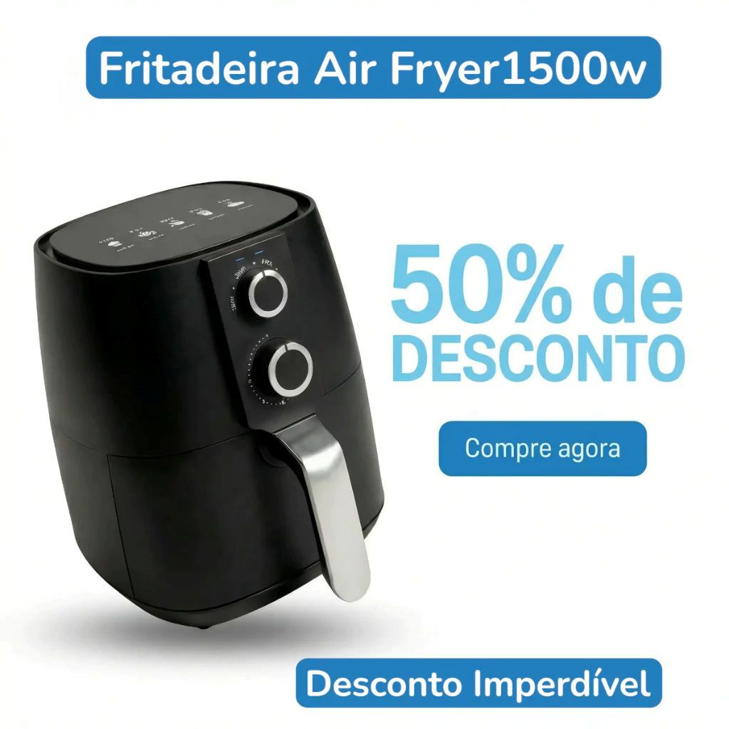 Fritadeira Elétrica Sem Óleo Air Fryer Antiaderente 3,8L Elétrica 1550w