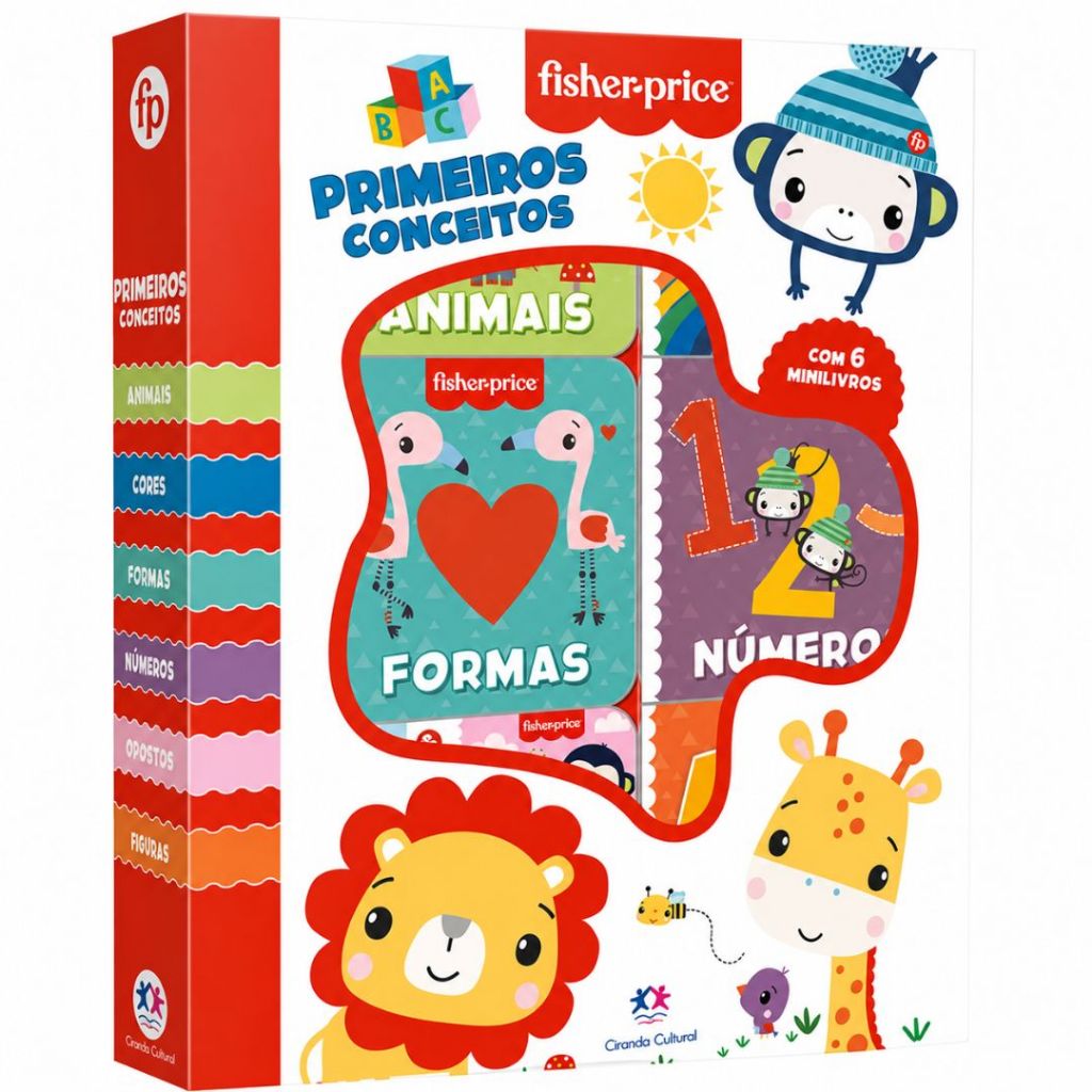 Box com 6 Minilivros Fisher-Price - Primeiros conceitos | Ciranda Cultural