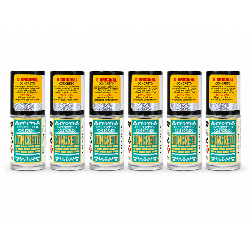 Kit com 6 Bases Concreto Endurecedor Crescimento Sos Unhas Top Beauty
