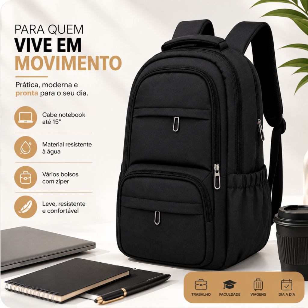 Mochila Casual Escolar Juvenil Reforçada  Notebook 15' Trabalho Faculdade Dia a  Dia Feminina Masculina Schulz Sports