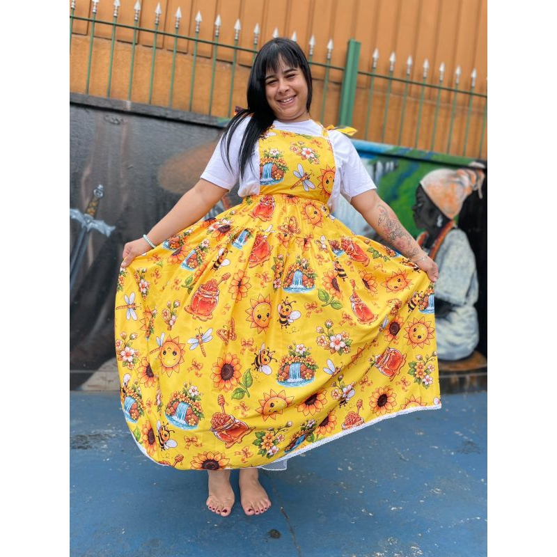 Jardineira Feminina Erê (Girassol e Abelha)