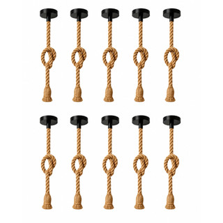 Kit 10 Pendente Corda Sisal 1 Metro Bivolt 110v 220v Vintage Rústico Decorativo Área Luminária Teto Bocal Lampada E27