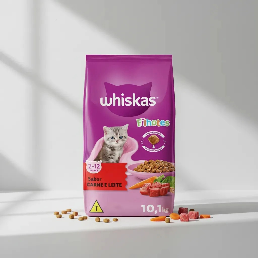 Ração para Gato Whiskas Filhote Premium Carne e Leite 10,1Kg