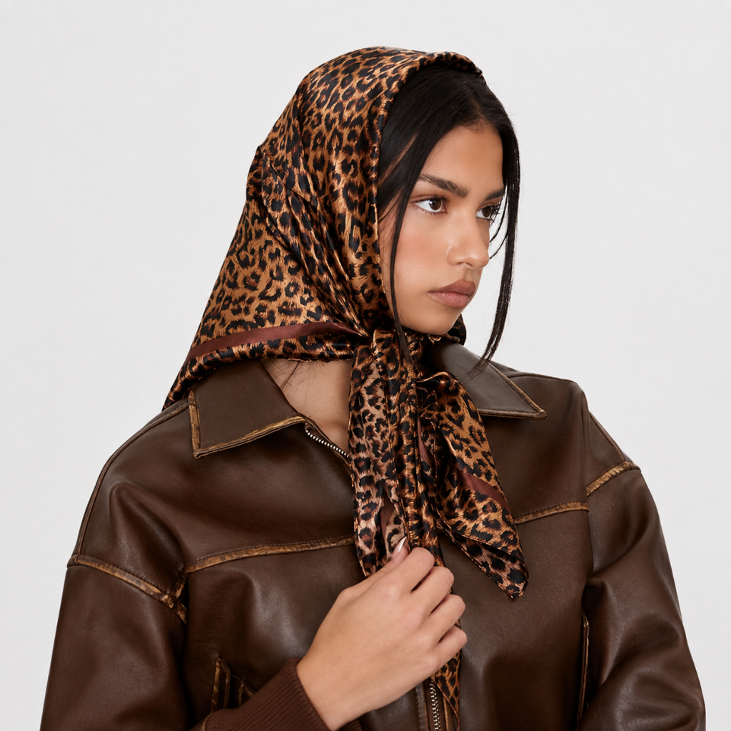 Lenço de Cetim Estampa Leopardo Quadrado - Versatilidade e Sofisticação em 90x90cm