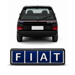 Emblema Fiat Porta Malas Uno Premio Elba 1985 A 1995 Azul Com Moldura Preta