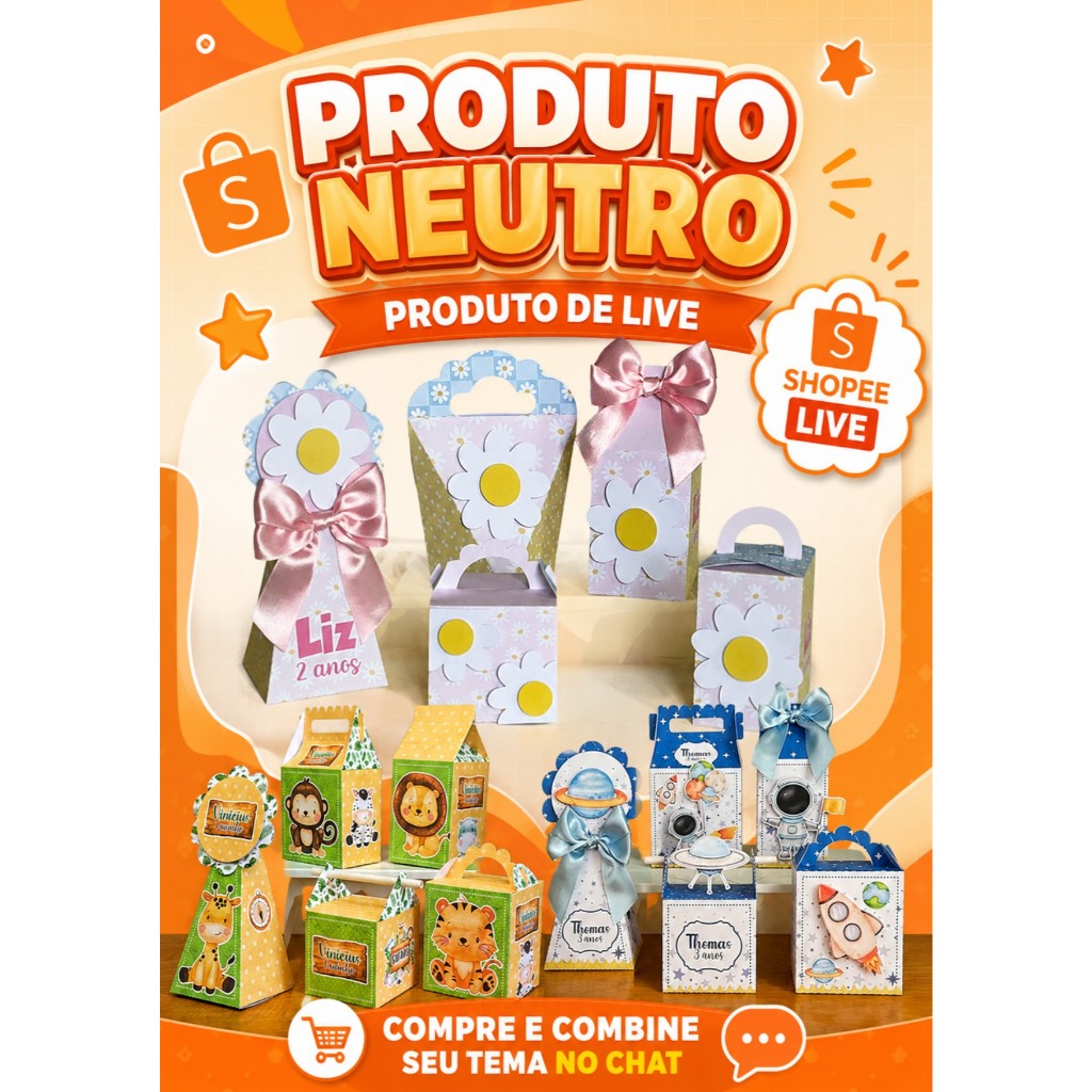 Kit Caixinhas Personalizadas Festa Infantil Neutro Escolha o Tema no Chat Lembrancinhas para Aniversário