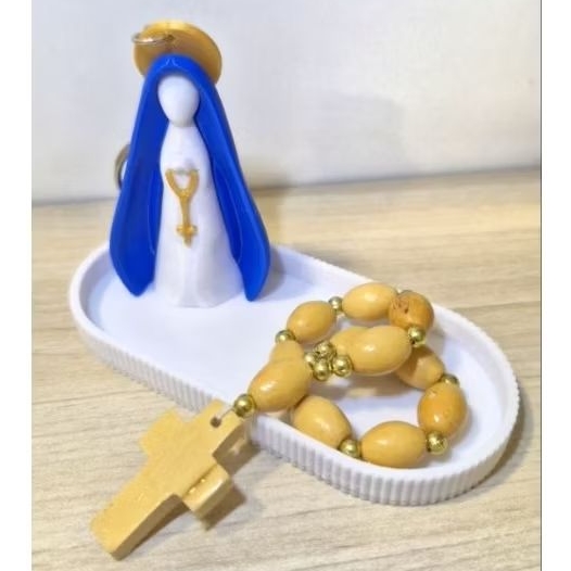 Mini Nossa Senhora Aparecida Com Mini Bandeja