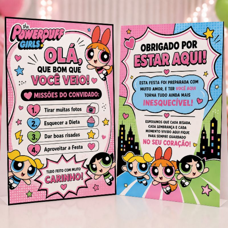 Kit de plaquinha Meninas super poderosas centro de mesa Personalizados /Lembrancinha de Festa /Aniversário