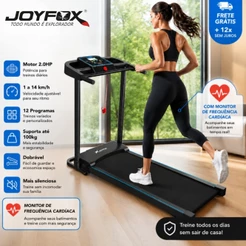 Esteira Ergométrica Elétrica Residencial Dobrável 2.0HP 14km/h Plugue Brasil Com e Sem Monitor Cardíaco JOYFOX